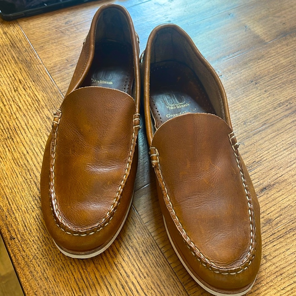 Men's Brown Allen Edmonds Grand Canal Leather Moc-Style Loafers Size 9.5D